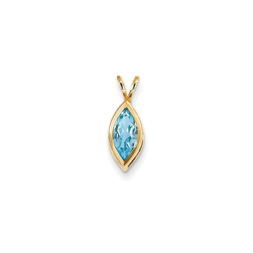 14K Gelbgold Blautopas Echtdiamant Anhänger mit Fassung