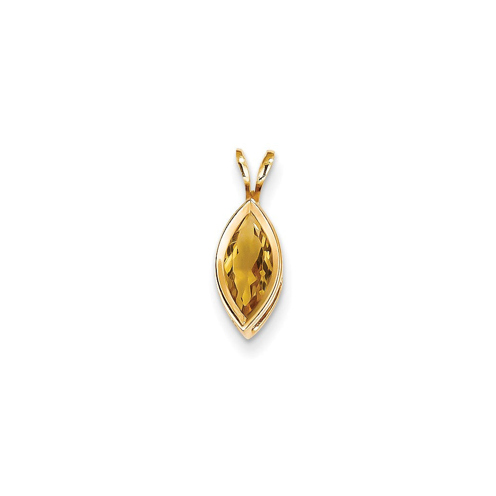 14K Gelbgold 10x5mm Citrin Marquise Anhänger mit Zargenfassung