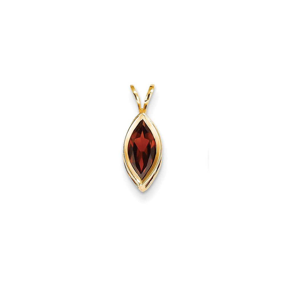 14K Gelbgold Anhänger mit Fassung, 10x5 mm Granat im Marquise-Schliff