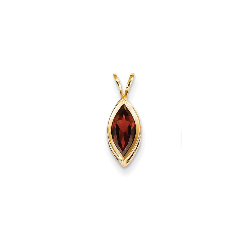 14K Gelbgold Anhänger mit Fassung, 10x5 mm Granat im Marquise-Schliff