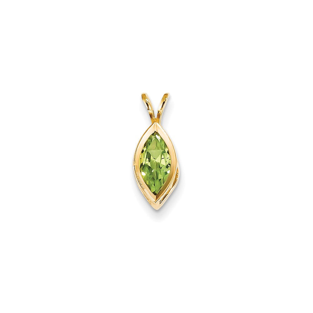 14K Gelbgold Peridot Echter-Diamant Zargenanhänger