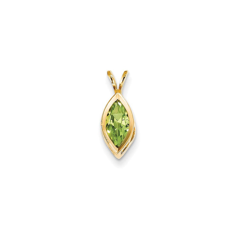 14K Gelbgold Peridot Echter-Diamant Zargenanhänger