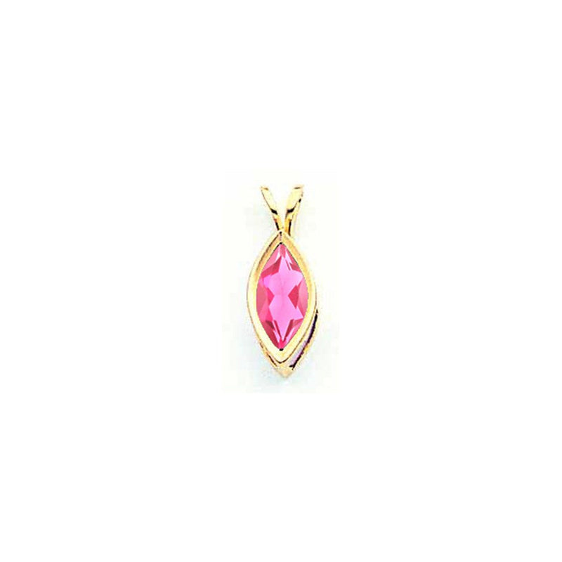14k Gelbgold 10x5mm Marquise Pink-Turmalin Anhänger mit Zargenfassung