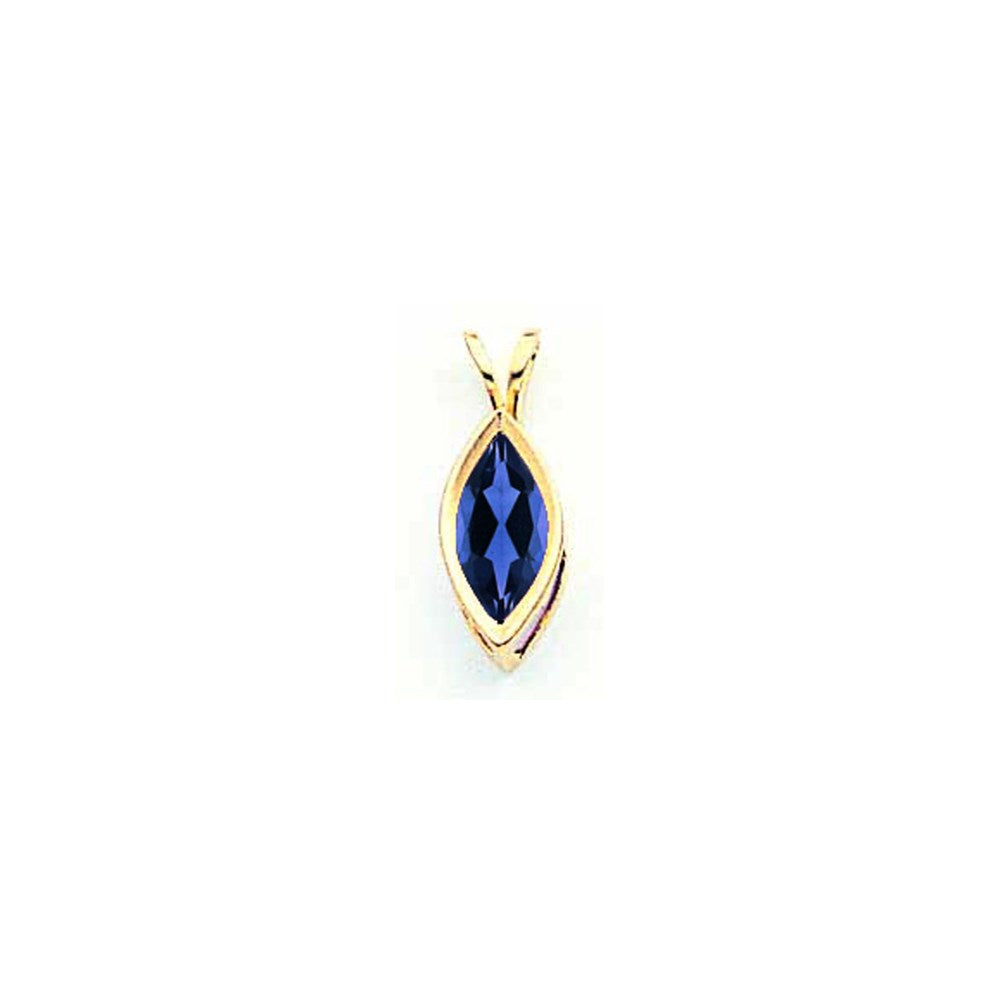 14K Gelbgold 10x5mm Marquise-Saphir-Anhänger mit Zargenfassung