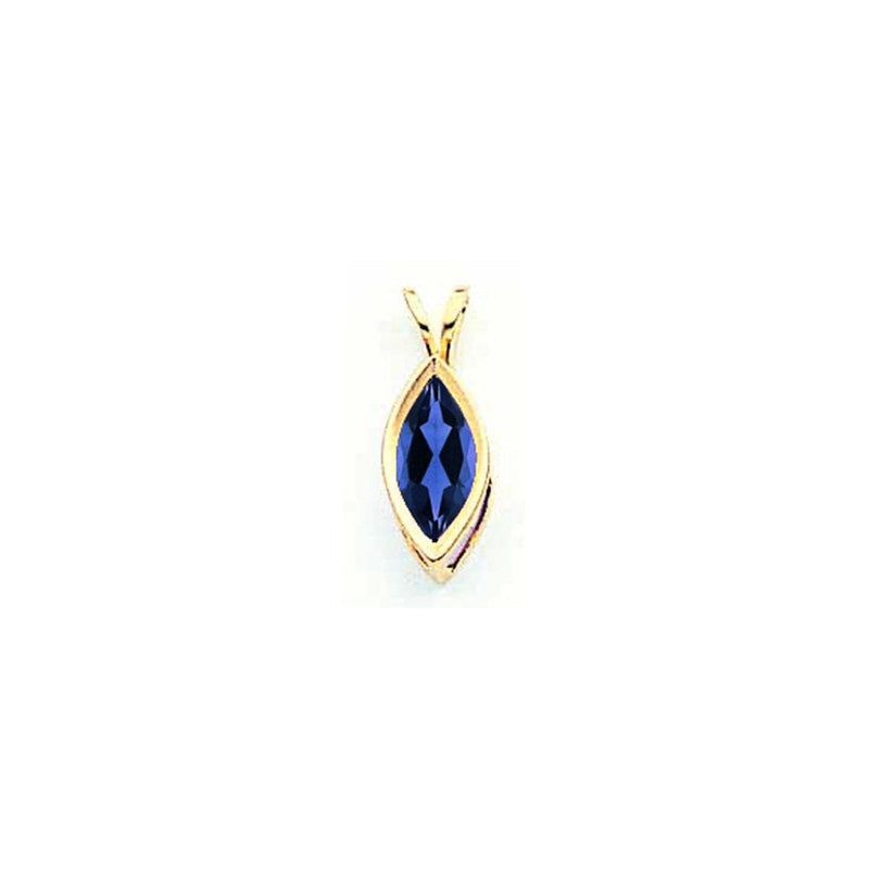 14K Gelbgold 10x5mm Marquise-Saphir-Anhänger mit Zargenfassung