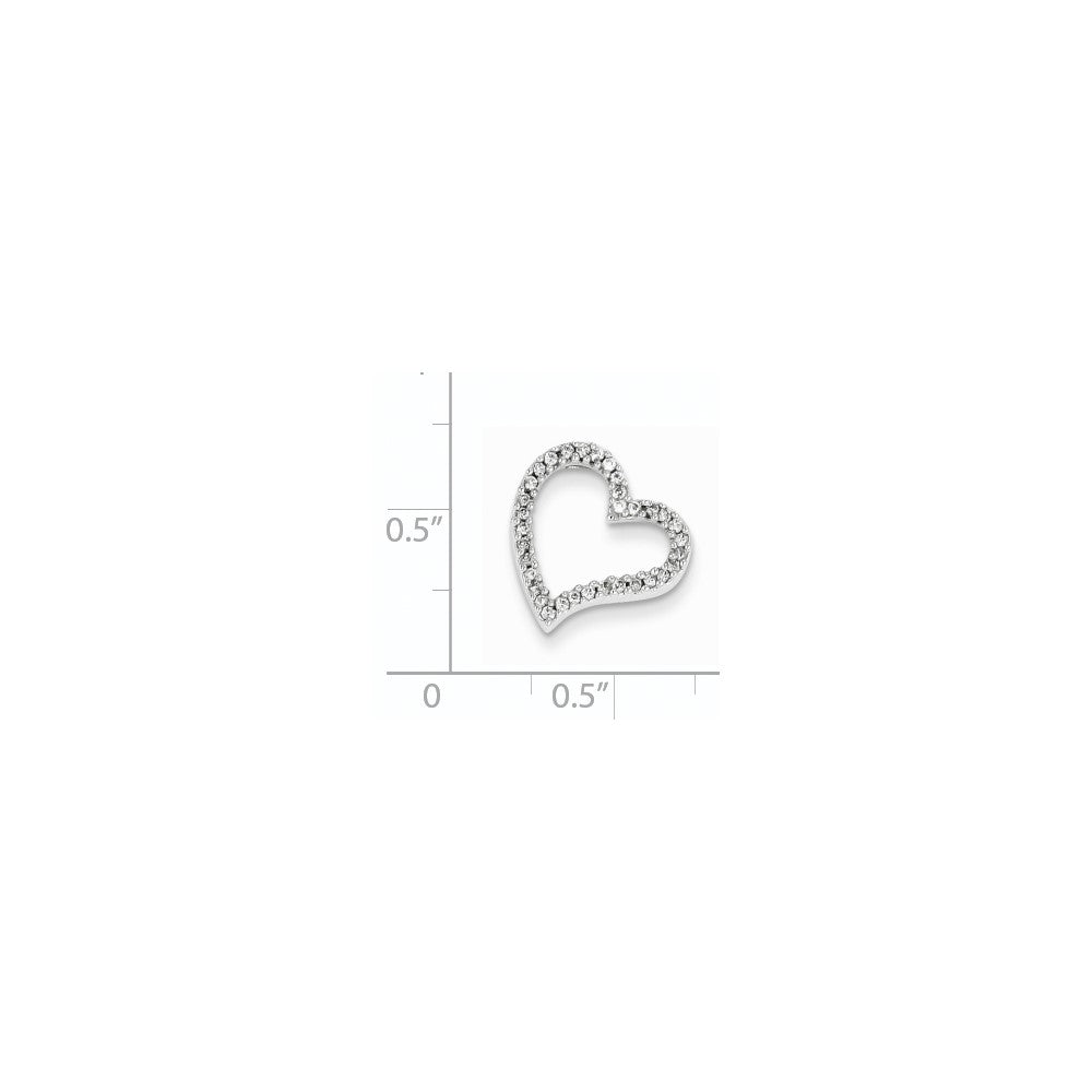 14K Weißgold Echt Diamant Herz Anhänger