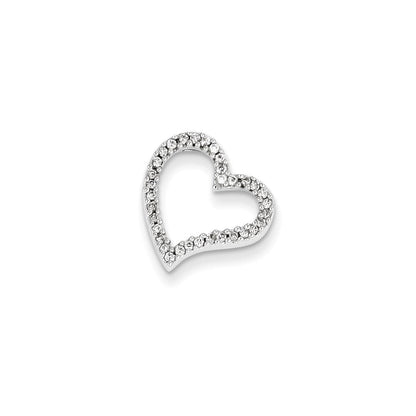14K Weißgold Echt Diamant Herz Anhänger