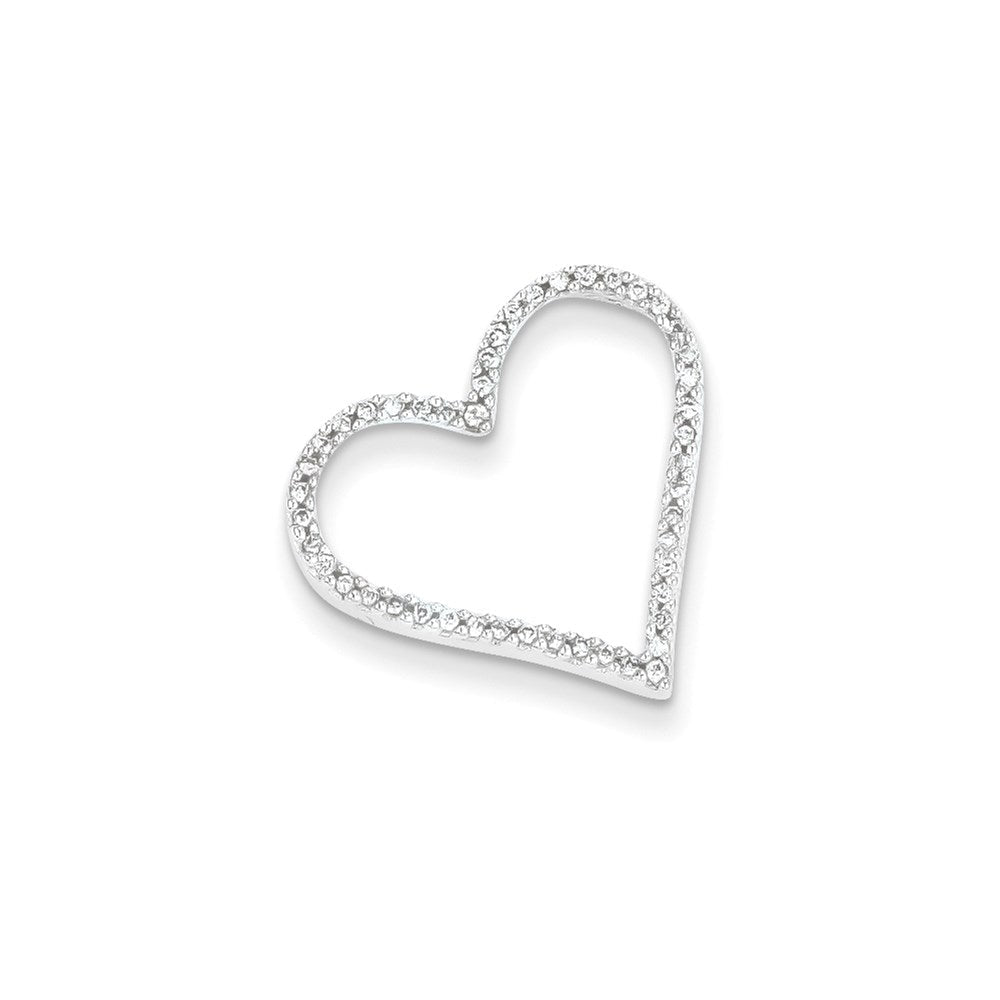 14K Weißgold Echt Diamant Herz Anhänger