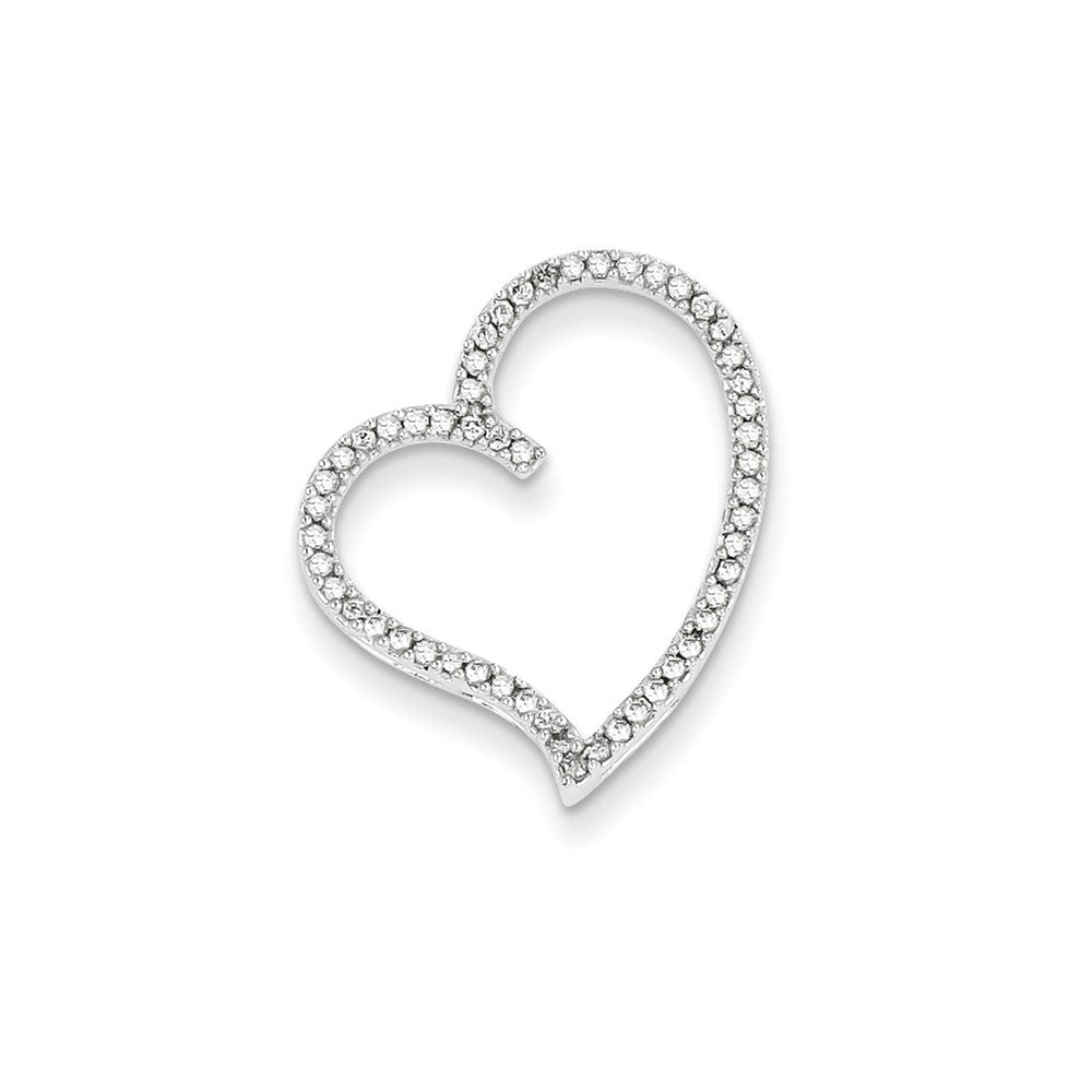 14K Weißgold Echt Diamant Herz Anhänger