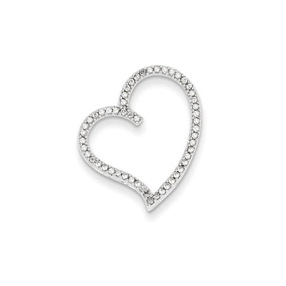 14K Weißgold Echt Diamant Herz Anhänger