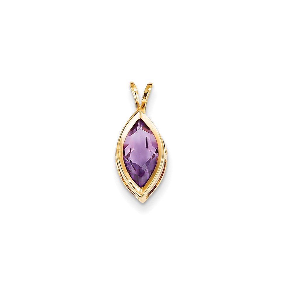 14K Gelbgold 12x6mm Marquise-Amethyst-Anhänger mit Zargenfassung