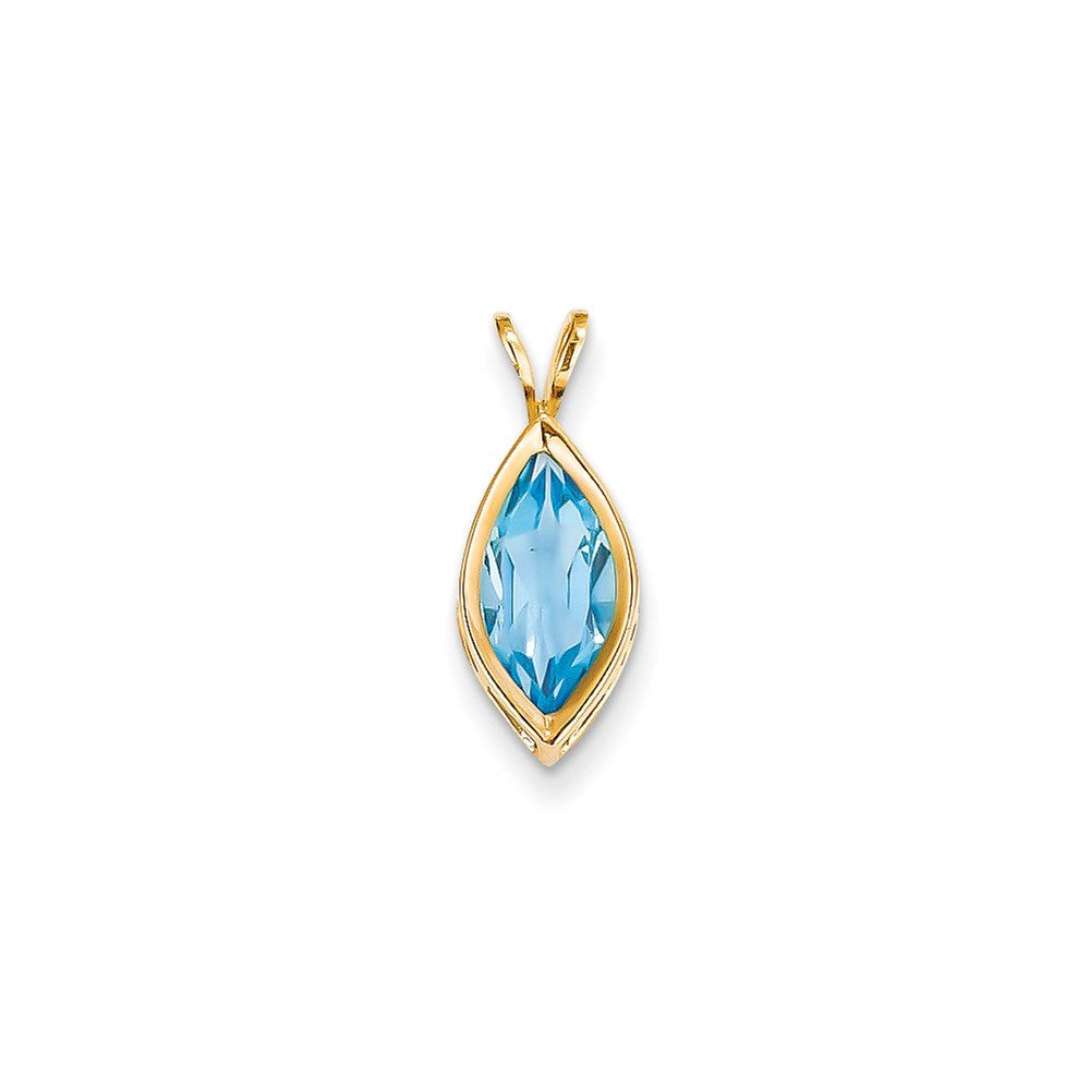14K Gelbgold Anhänger mit Marquise-Blautopas (12x6mm) in Zargenfassung