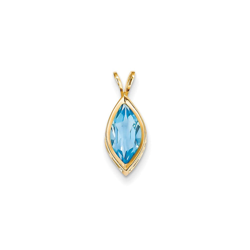 14K Gelbgold Anhänger mit Marquise-Blautopas (12x6mm) in Zargenfassung