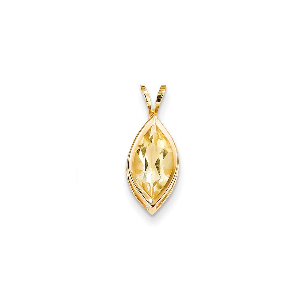 14K Gelbgold Citrin Anhänger mit Echtdiamant-Lünette
