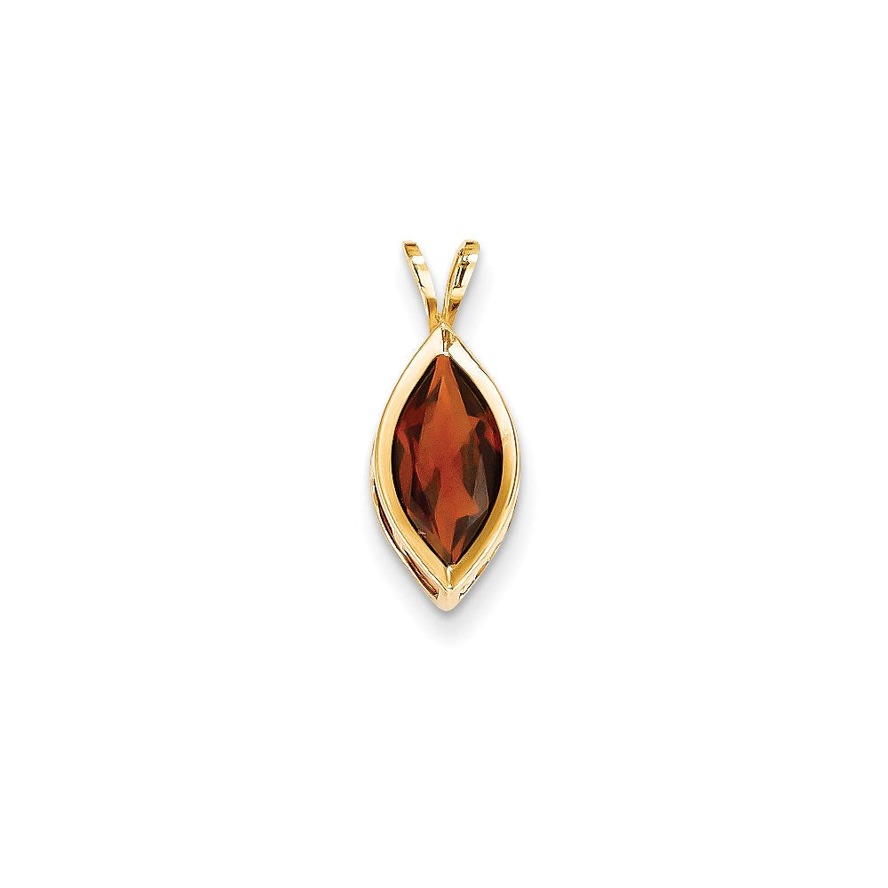 14K Gelbgold 12x6mm Marquise Granat Zargenanhänger