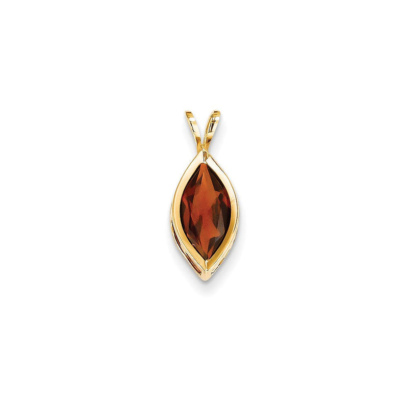 14K Gelbgold 12x6mm Marquise Granat Zargenanhänger