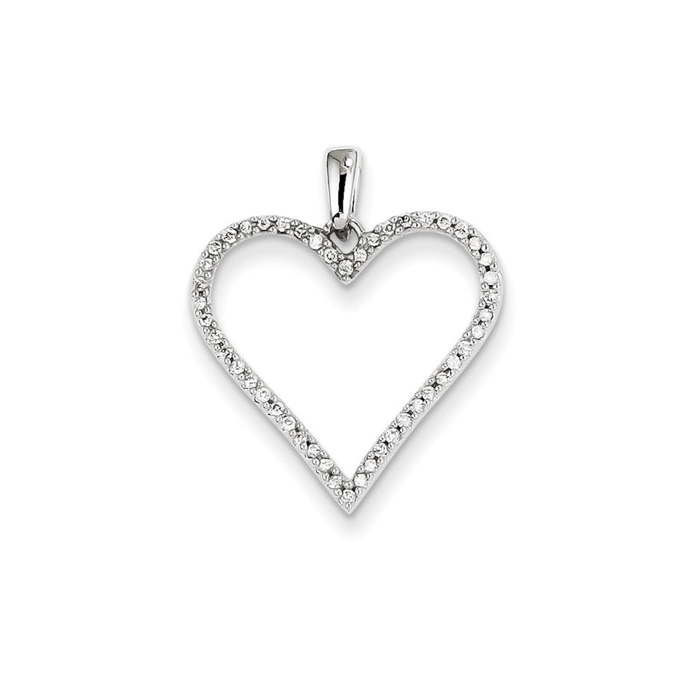 14K Weißgold Herzanhänger mit echtem Diamant