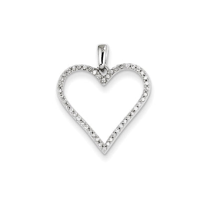 14K Weißgold Herzanhänger mit echtem Diamant