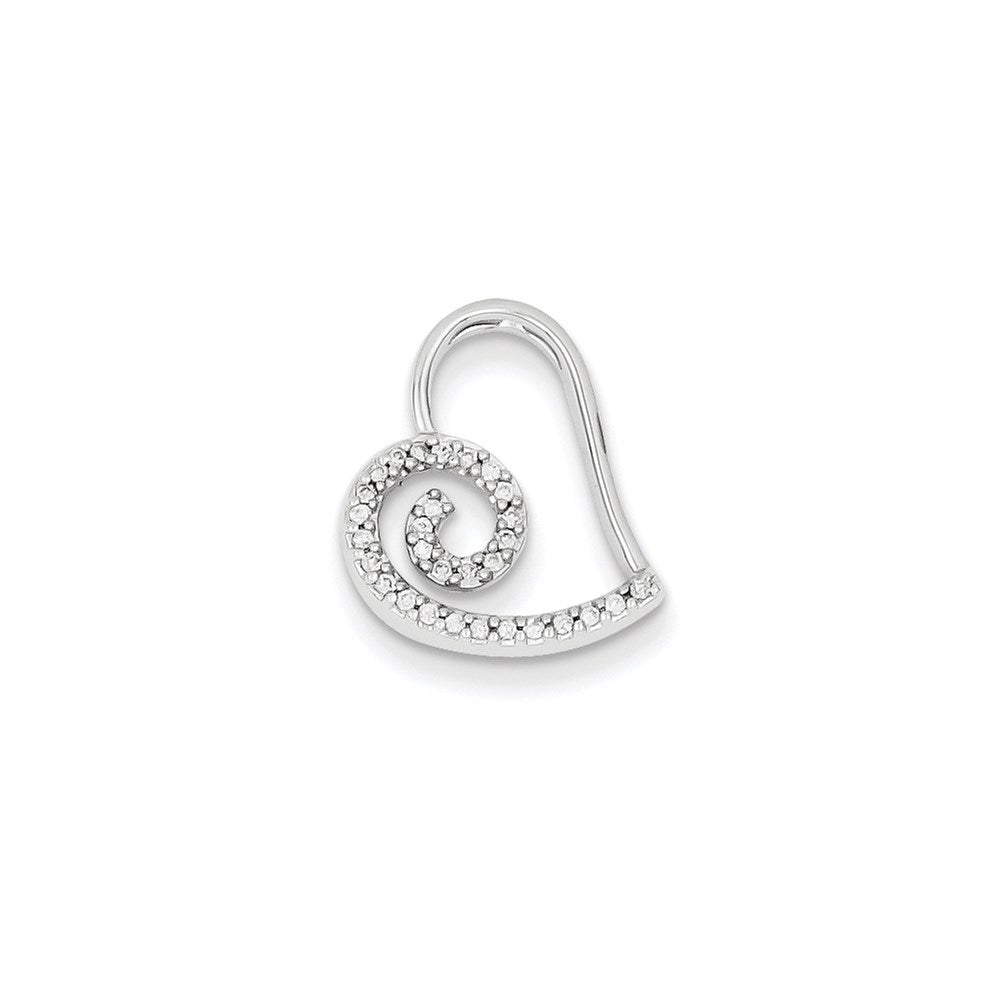 14K Weißgold Echt Diamant Herz Anhänger