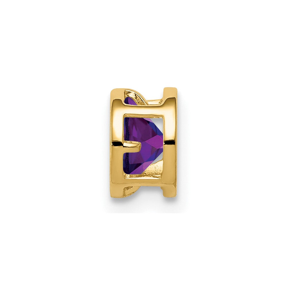 14K Gelbgold 5 mm Amethyst Checker-Anhänger mit Zargenfassung