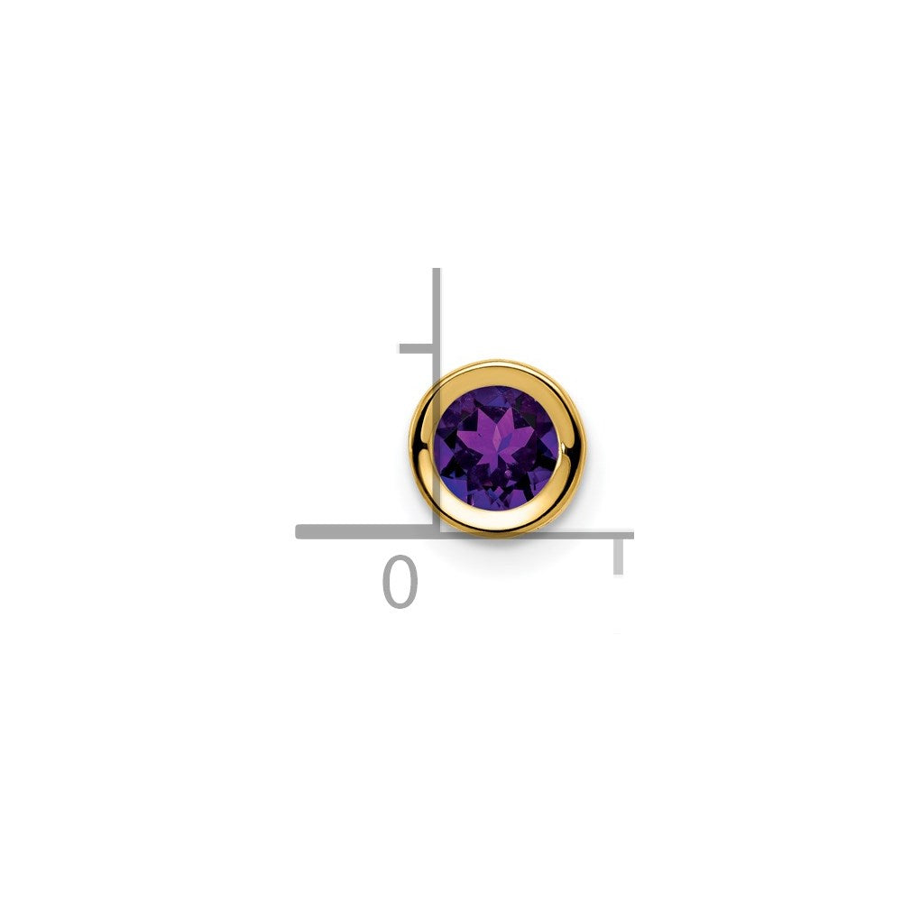 14K Gelbgold 5 mm Amethyst Checker-Anhänger mit Zargenfassung