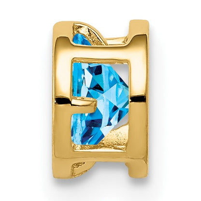 14K Gelbgold Anhänger mit 5 mm Blautopas im Schachbrettschliff, Zargenfassung