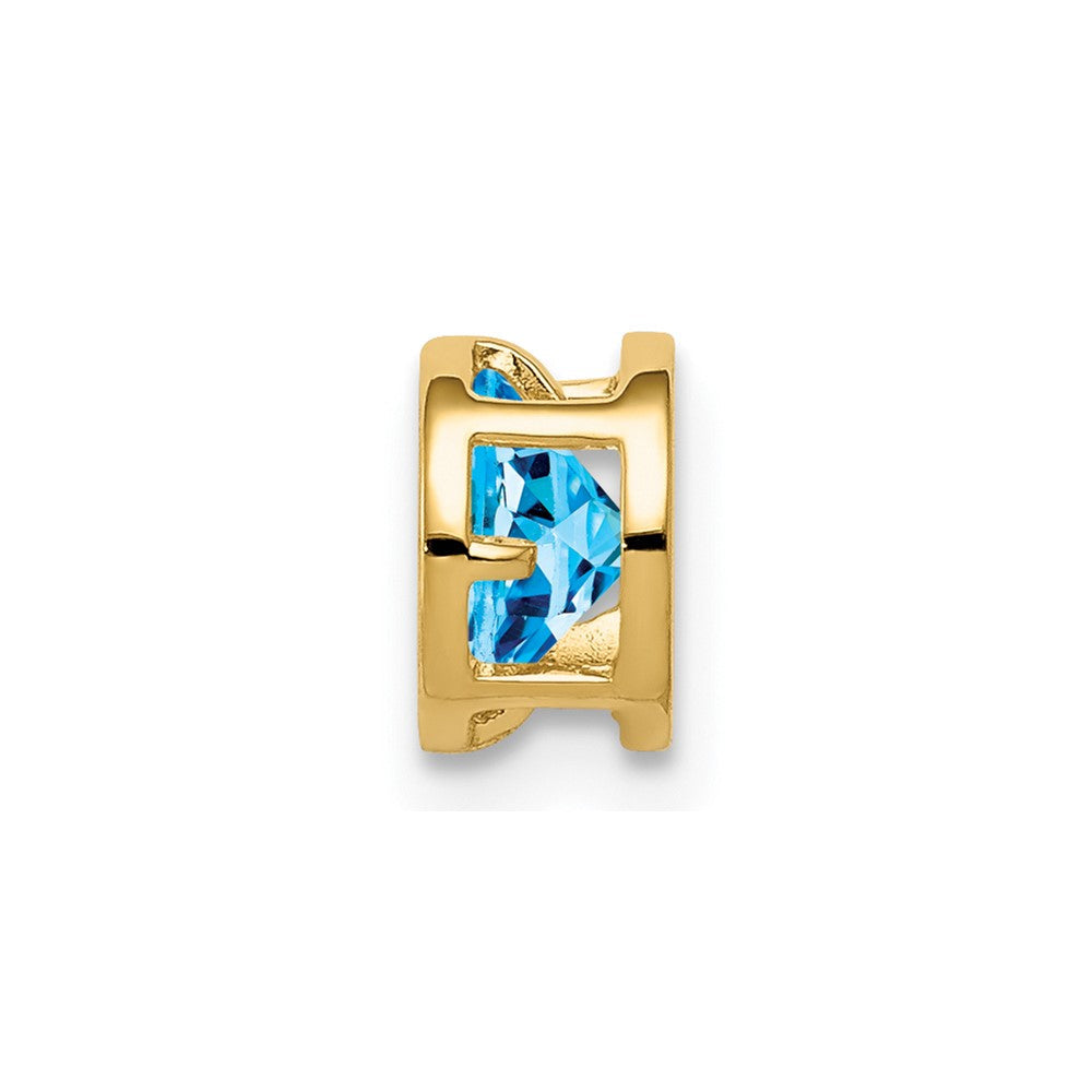 14K Gelbgold Anhänger mit 5 mm Blautopas im Schachbrettschliff, Zargenfassung