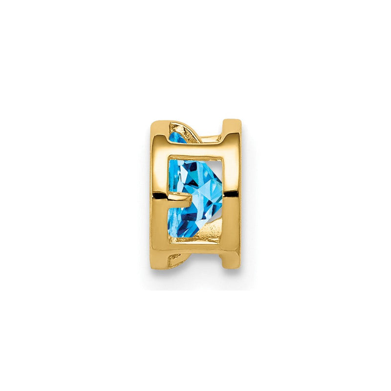 14K Gelbgold Anhänger mit 5 mm Blautopas im Schachbrettschliff, Zargenfassung