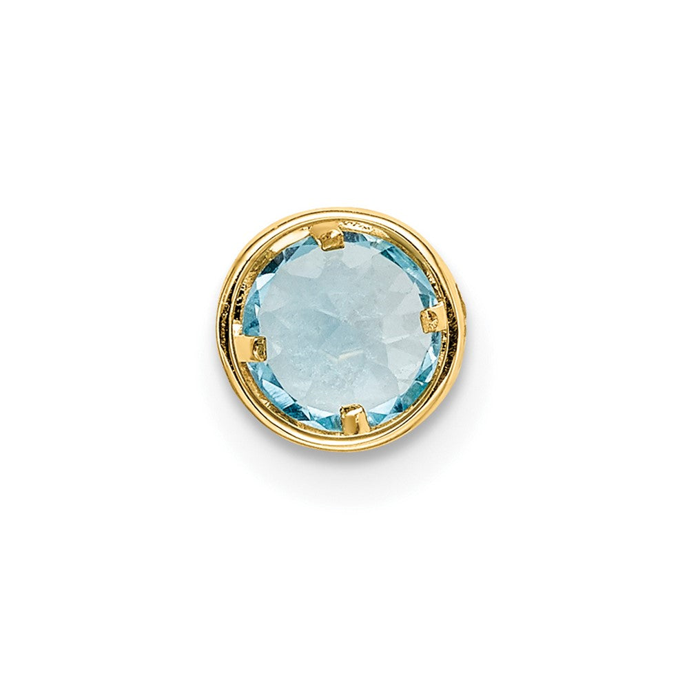 14K Gelbgold Anhänger mit 5 mm Blautopas im Schachbrettschliff, Zargenfassung