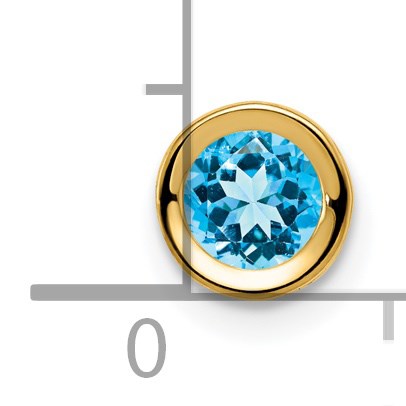 14K Gelbgold Anhänger mit 5 mm Blautopas im Schachbrettschliff, Zargenfassung