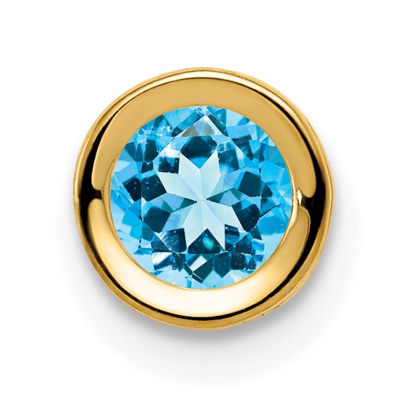 14K Gelbgold Anhänger mit 5 mm Blautopas im Schachbrettschliff, Zargenfassung
