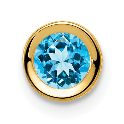 14K Gelbgold Anhänger mit 5 mm Blautopas im Schachbrettschliff, Zargenfassung