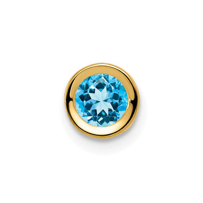 14K Gelbgold Anhänger mit Blautopas, 5 mm, Zargenfassung