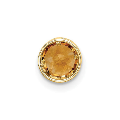14K Gelbgold Citrin-Anhänger mit Zargenfassung, 5 mm