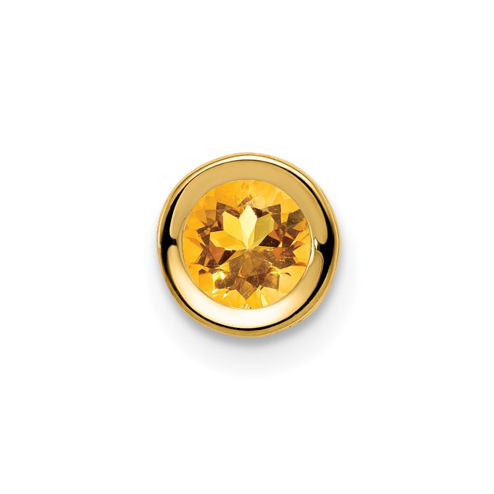 14K Gelbgold Citrin-Anhänger mit Zargenfassung, 5 mm