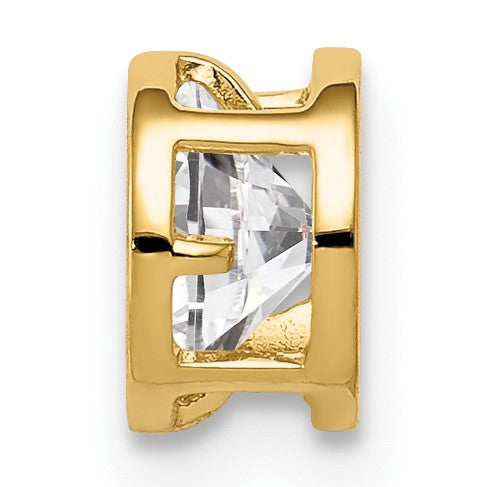 14K Gelbgold 14K 5mm Zirkonia Zargenfassung Anhänger
