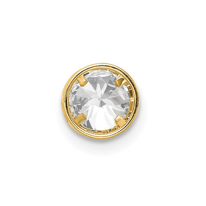 14K Gelbgold 14K 5mm Zirkonia Zargenfassung Anhänger