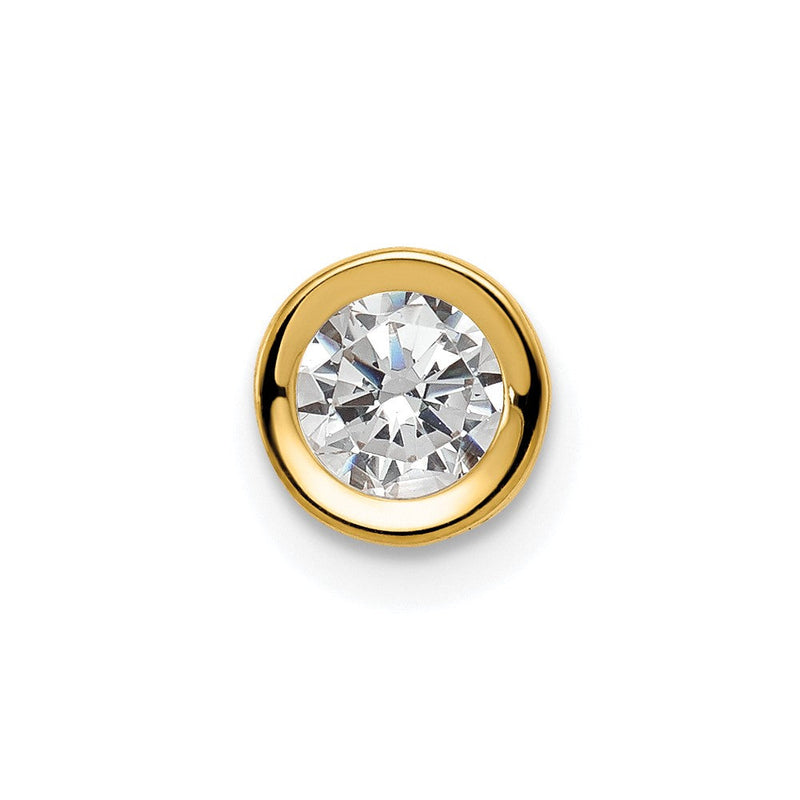 14K Gelbgold 14K 5mm Zirkonia Zargenfassung Anhänger