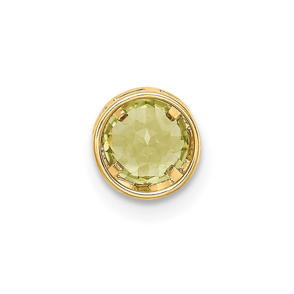 14K Gelbgold Peridot-Anhänger mit Zargenfassung, 5 mm