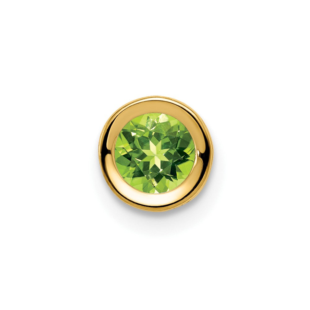 14K Gelbgold Peridot-Anhänger mit Zargenfassung, 5 mm