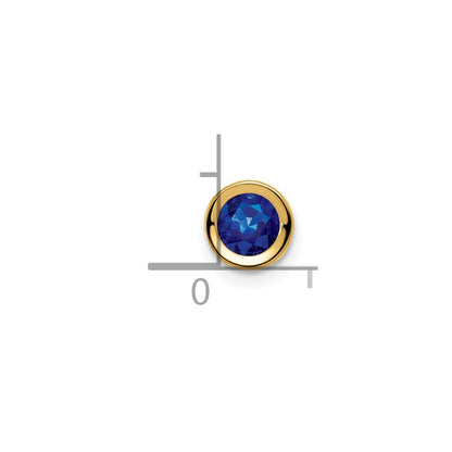 14K Gelbgold 5-mm-Saphir-Anhänger mit Zargenfassung