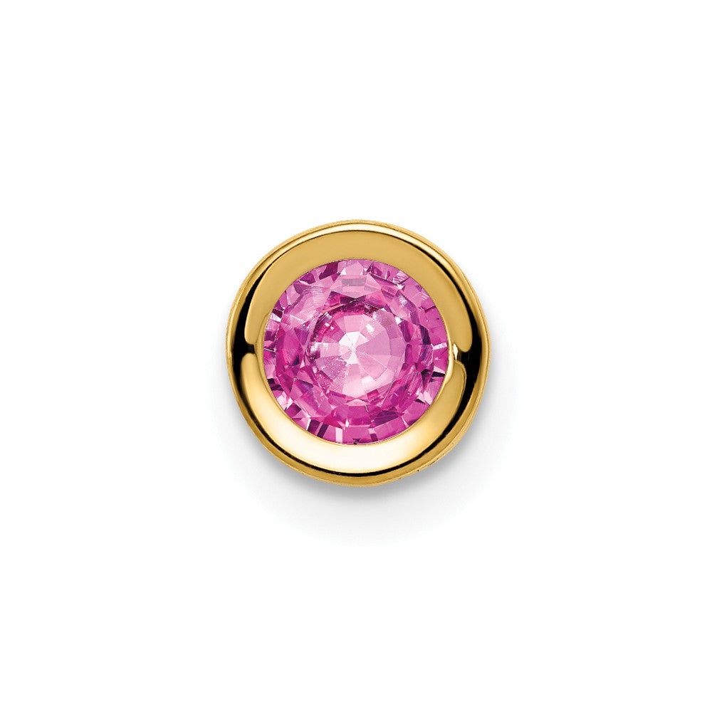 14 K Gelbgold Anhänger mit Pink-Saphir, 5 mm, Zargenfassung