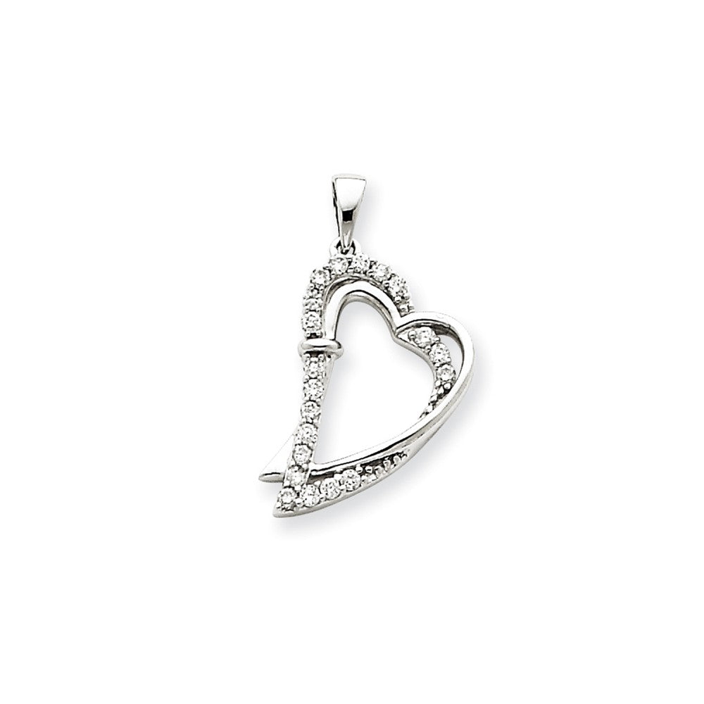 14K Weißgold Herzanhänger mit echtem Diamant