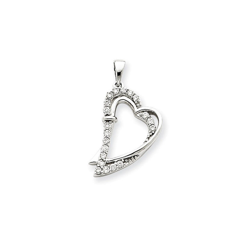 14K Weißgold Herzanhänger mit echtem Diamant