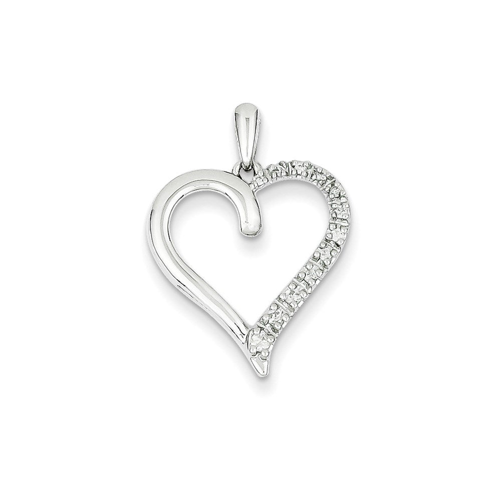 14K Weißgold Herzanhänger mit echtem Diamant