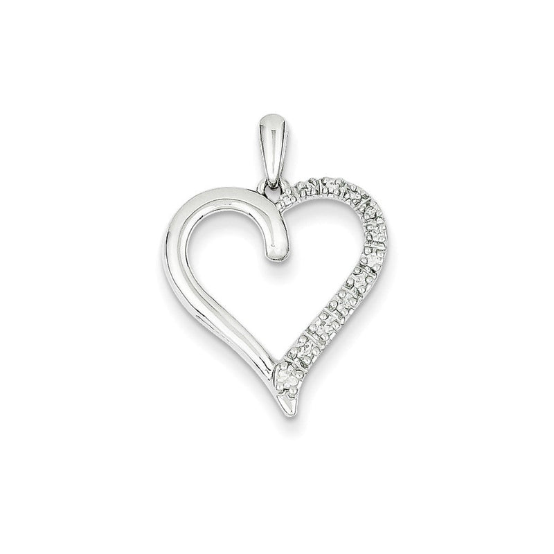 14K Weißgold Herzanhänger mit echtem Diamant