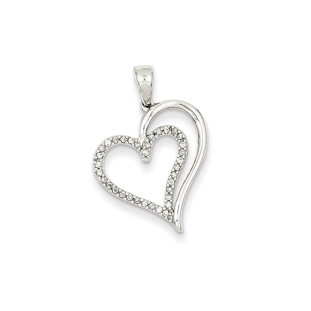 14K Weißgold Herzanhänger mit echtem Diamant