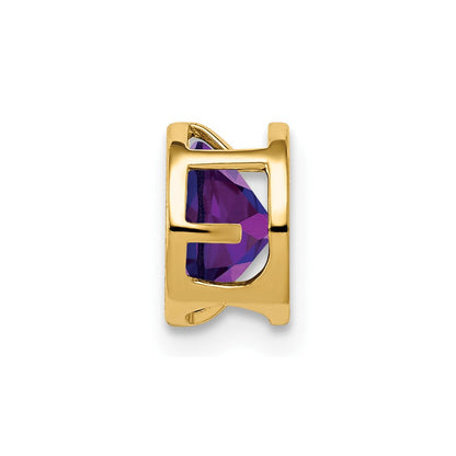14K Gelbgold Amethyst-Anhänger mit Zargenfassung, 6 mm