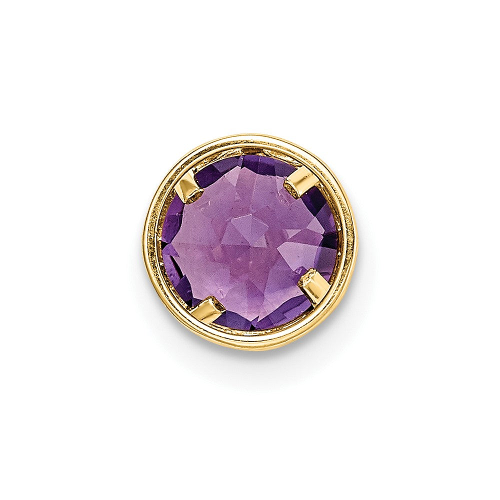 14K Gelbgold 6 mm Amethyst Schachbrettschliff-Anhänger mit Zargenfassung