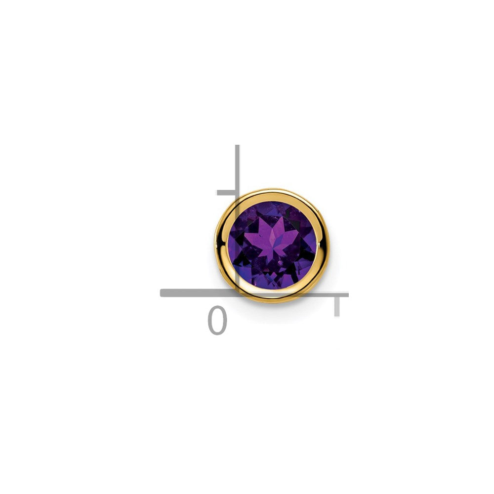 14K Gelbgold Amethyst-Anhänger mit Zargenfassung, 6 mm